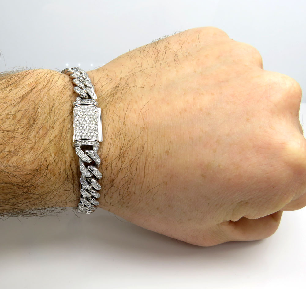 8mm 14k white yellow or rose gold vs diamond miami bracelet 8.50