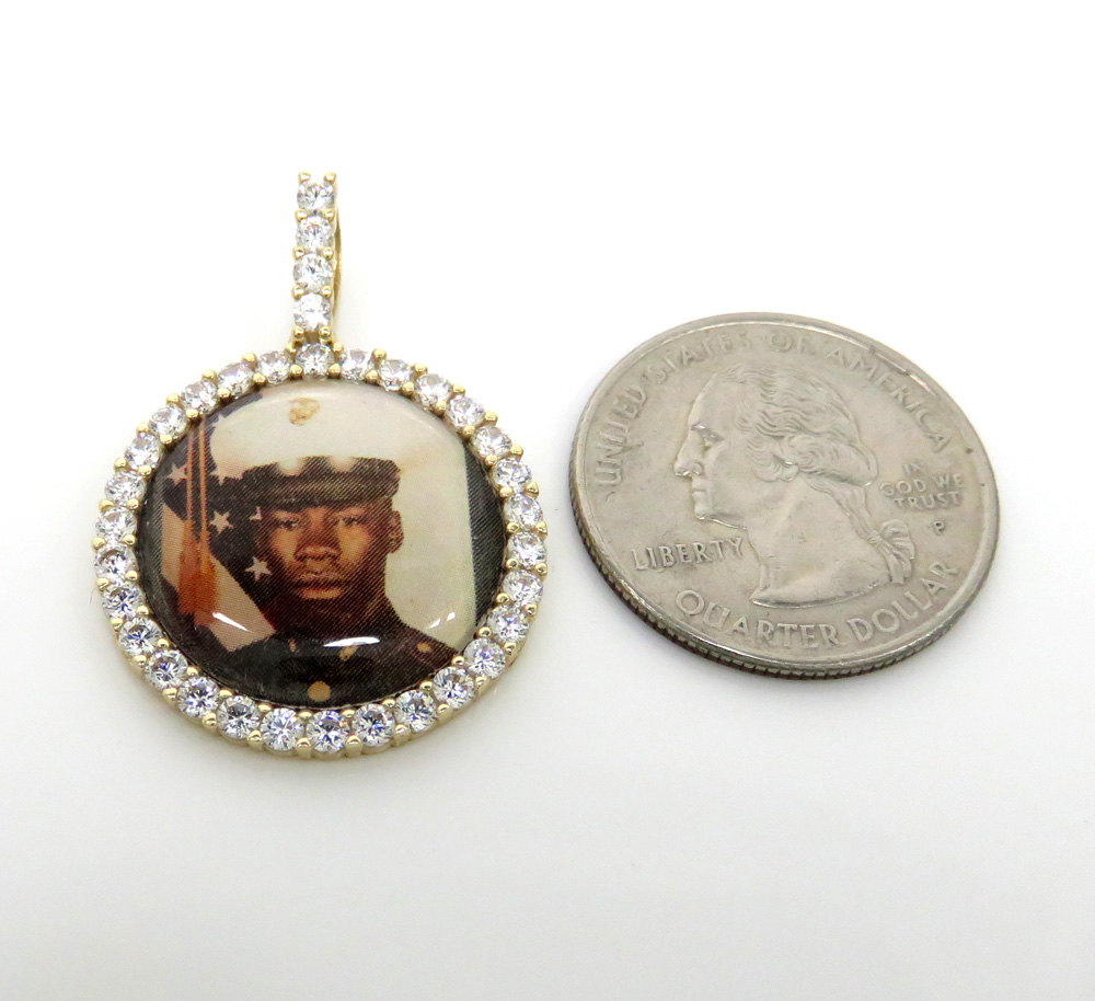 14k yellow gold small cz picture pendant 1.00ct - Image 2