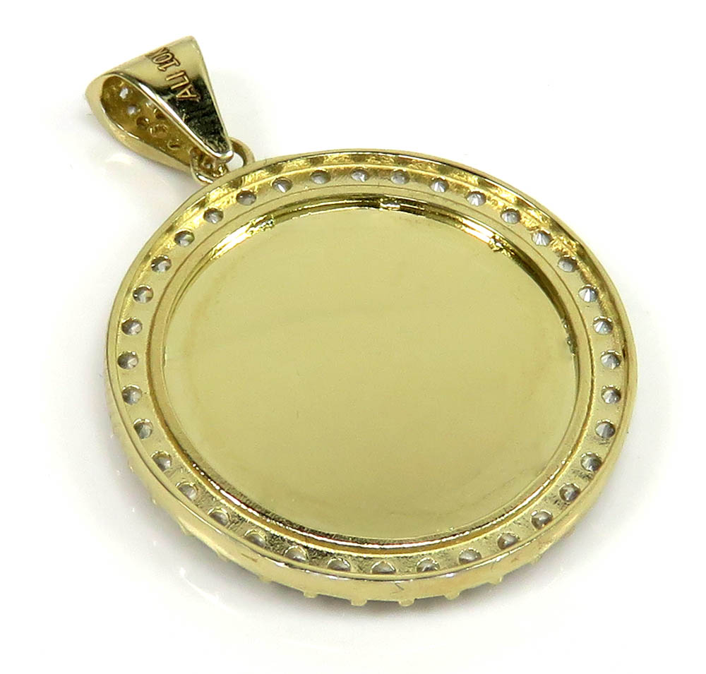 10k yellow gold medium cz picture pendant 1.20ct
