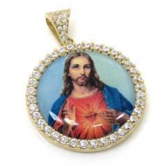 10k yellow gold medium cz picture pendant 1.20ct