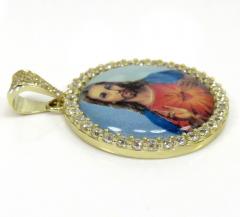 10k yellow gold medium cz picture pendant 1.20ct