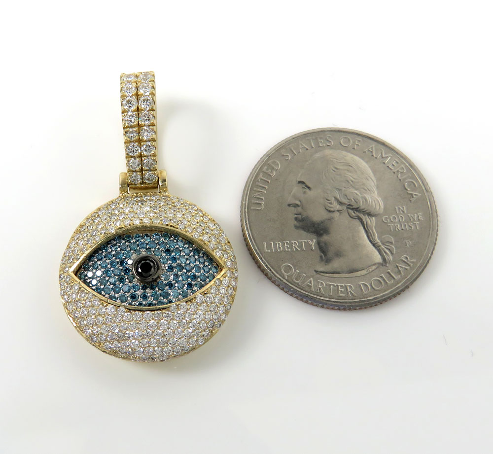 14k white yellow or rose gold vs diamond evil eye pendant 2.50ct
