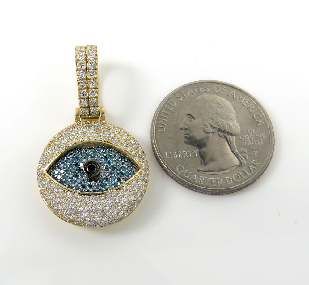 14k white yellow or rose gold vs diamond evil eye pendant 2.50ct - Image 2