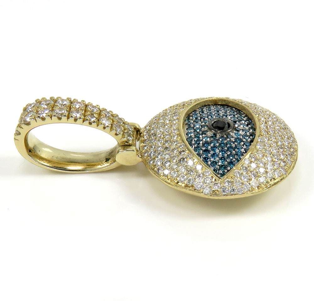 14k white yellow or rose gold vs diamond evil eye pendant 2.50ct