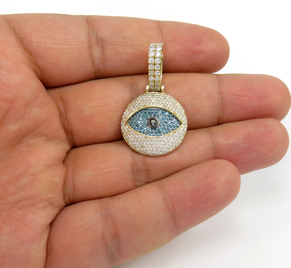 14k white yellow or rose gold vs diamond evil eye pendant 2.50ct - Image 5