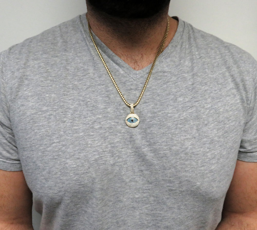 14k white yellow or rose gold vs diamond evil eye pendant 2.50ct