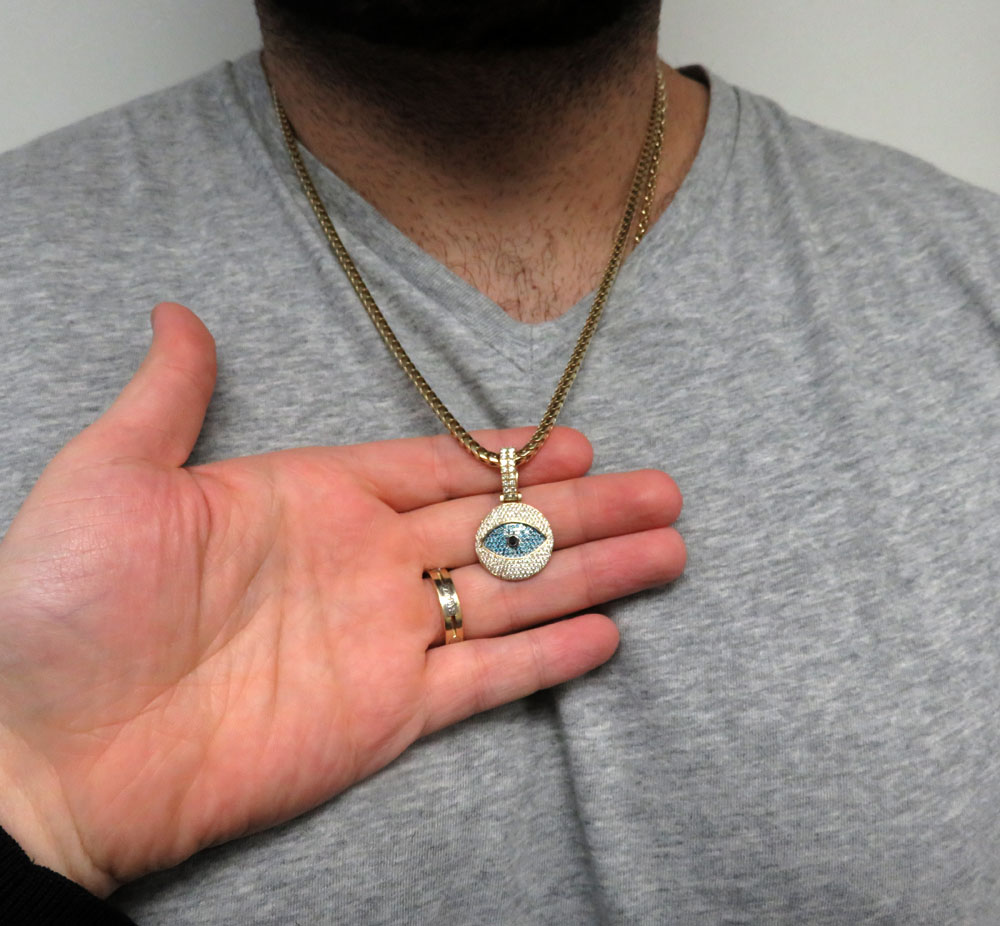 14k white yellow or rose gold vs diamond evil eye pendant 2.50ct