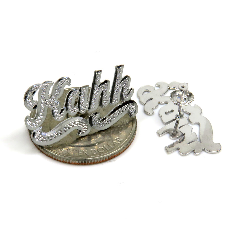 14k white yellow or rose gold name plate earrings  - Image 2