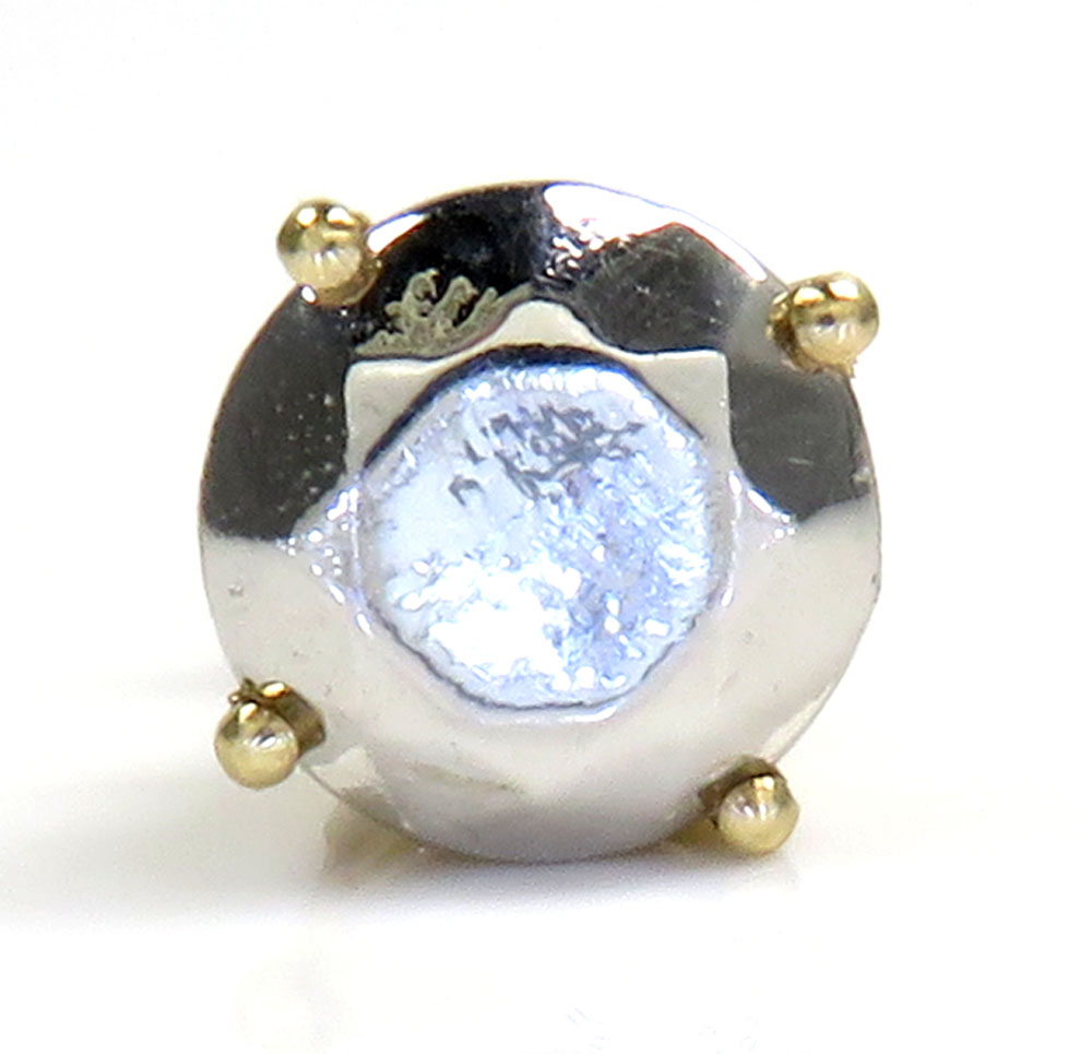 14k yellow & white gold  diamond shape stud earring 