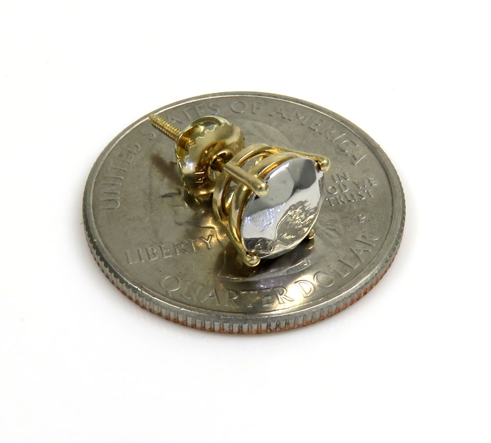 14k yellow & white gold  diamond shape stud earring  - Image 4