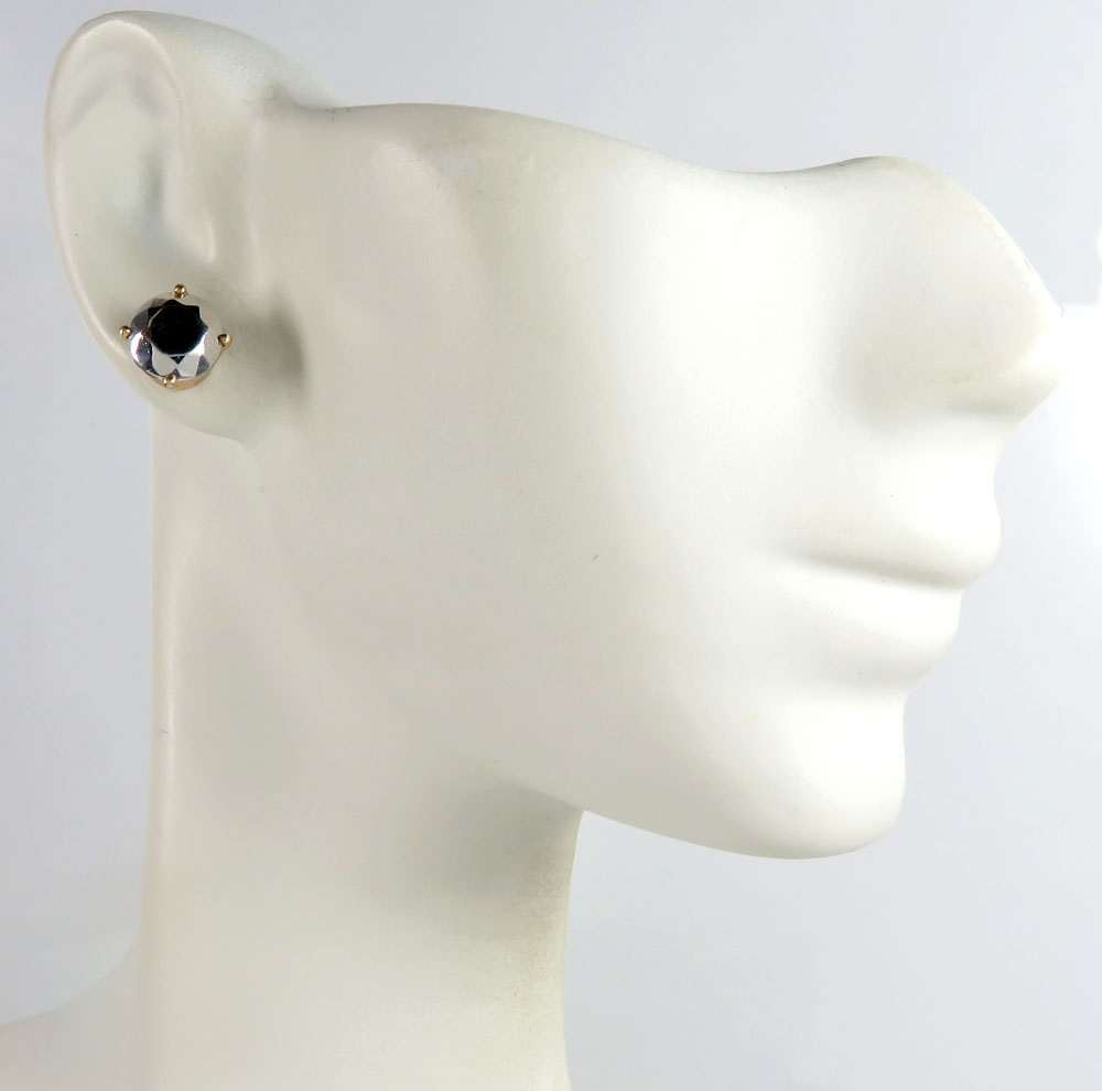 14k yellow & white gold  diamond shape stud earring  - Image 5