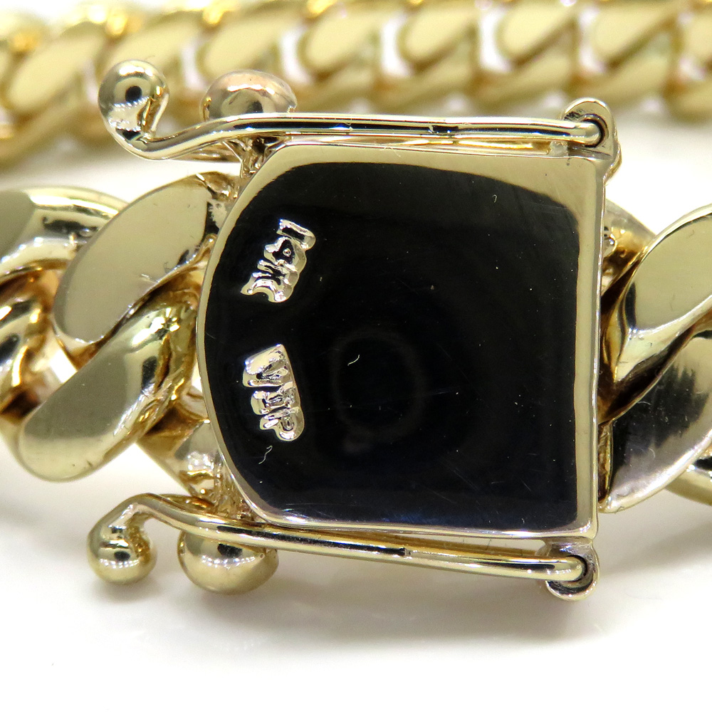 14k yellow gold solid thick miami bracelet 8.25 inches 10.50mm - Image 3