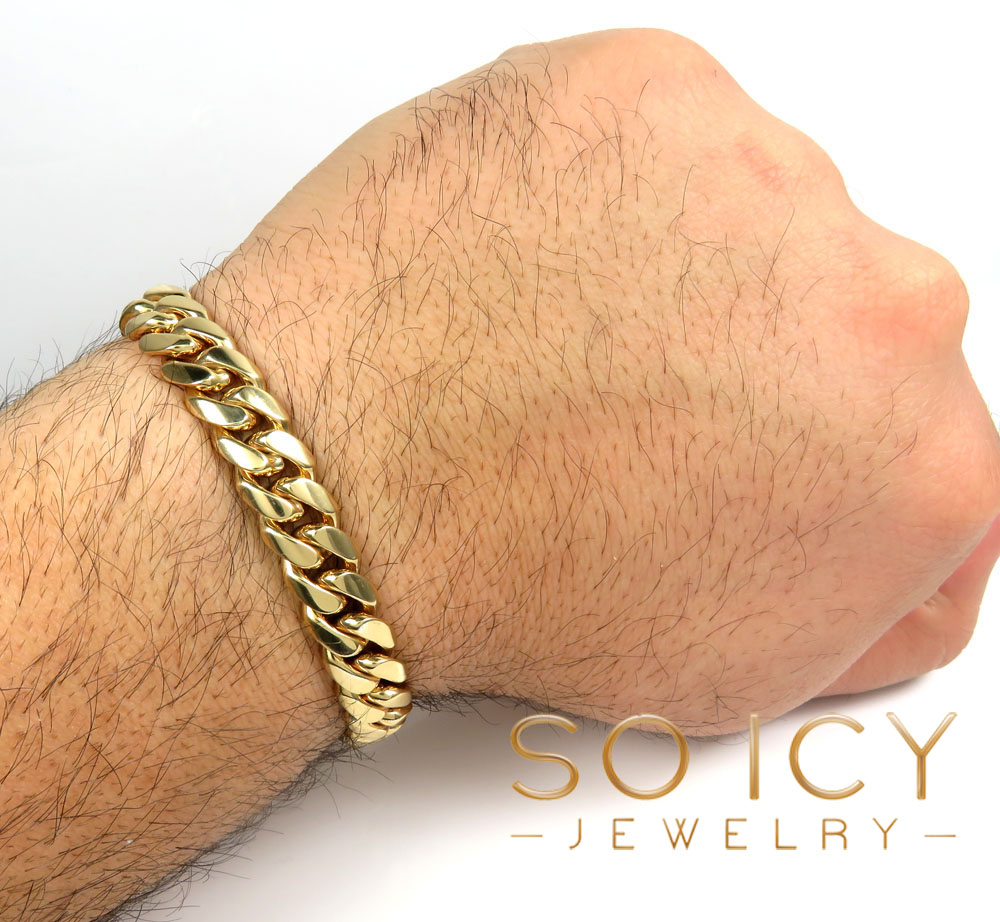 14k yellow gold solid thick miami bracelet 8.25 inches 10.50mm - Image 5