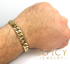 14k yellow gold solid thick miami bracelet 8.25 inches 10.50mm