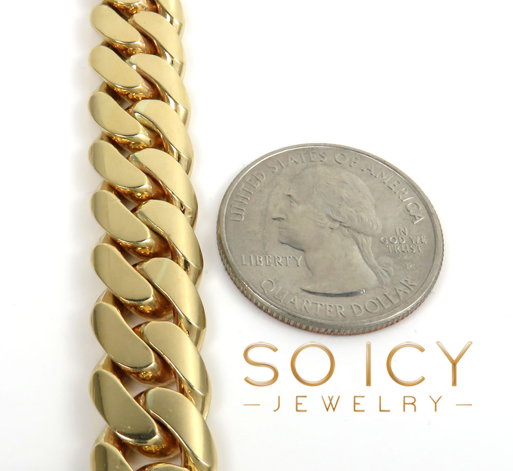 14k yellow gold solid thick miami bracelet 8.25