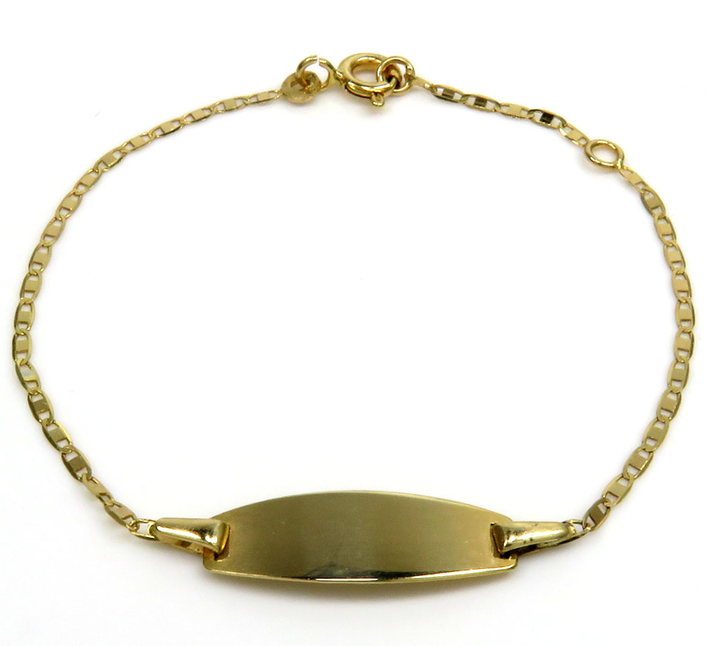 14k yellow gold kids i.d. bracelet 5-5.50