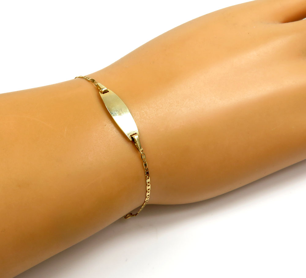14k yellow gold kids i.d. bracelet 5-5.50