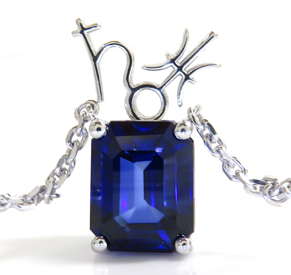 .925 sterling silver octagon cut blue sapphire cable link necklace 16-22