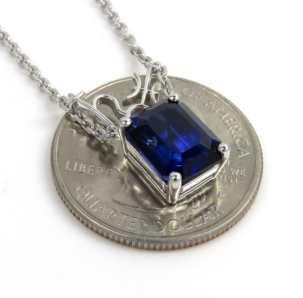 .925 sterling silver octagon cut blue sapphire cable link necklace 16-22