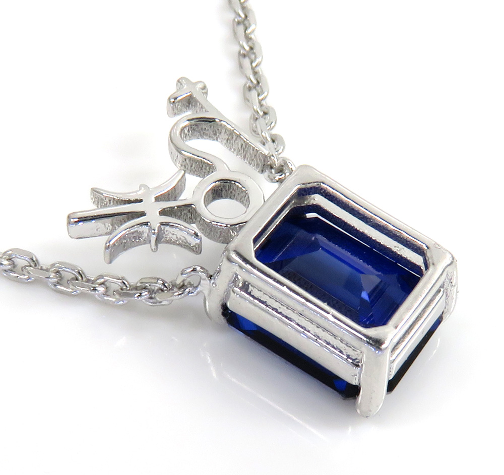 .925 sterling silver octagon cut blue sapphire cable link necklace 16-22