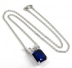 .925 sterling silver octagon cut blue sapphire cable link necklace 16-22