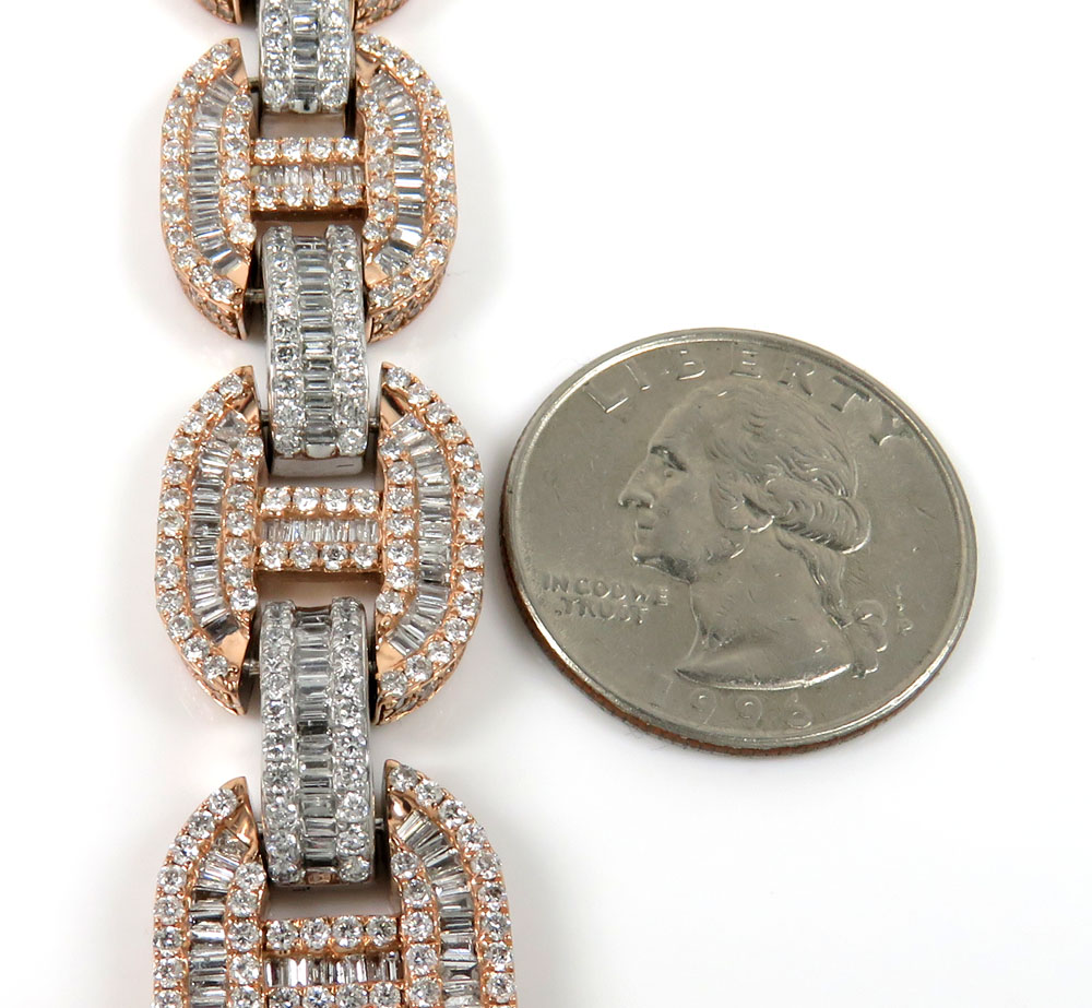 14k two tone gold baguette diamond gucci link chain 20-24