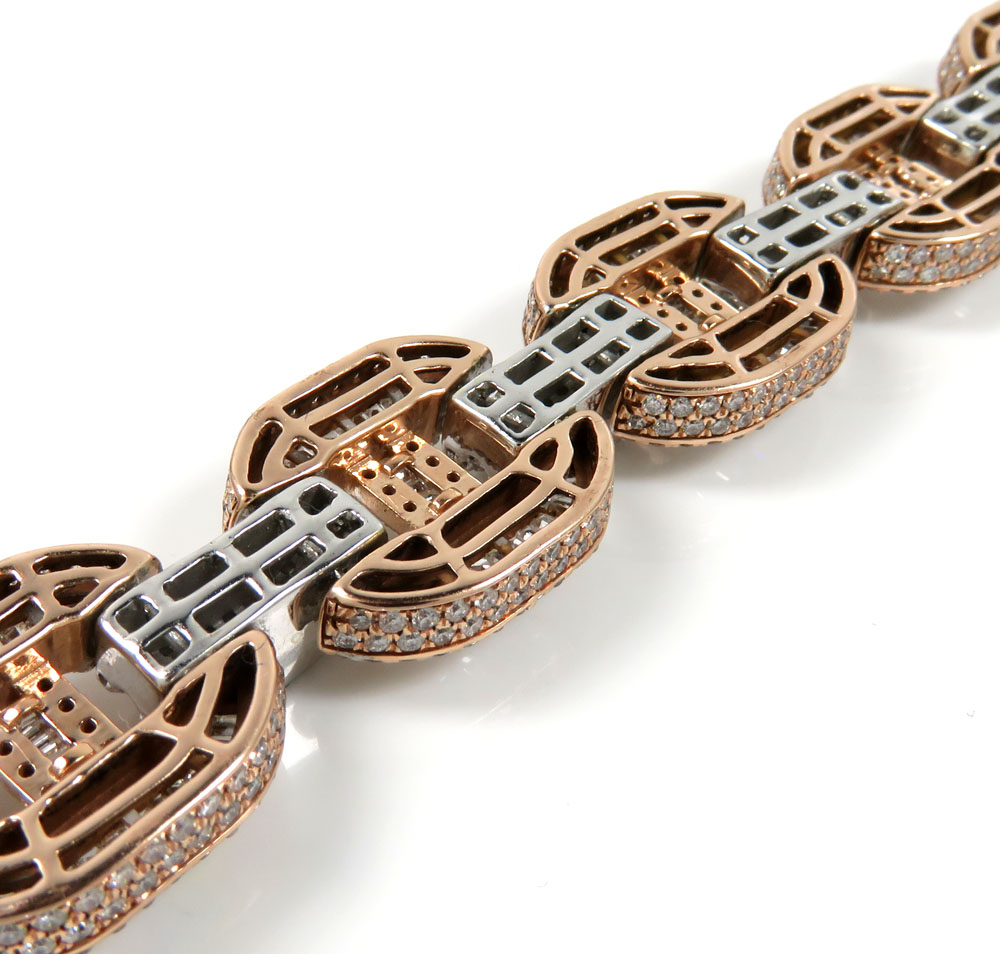 14k two tone gold baguette diamond gucci link chain 20-24