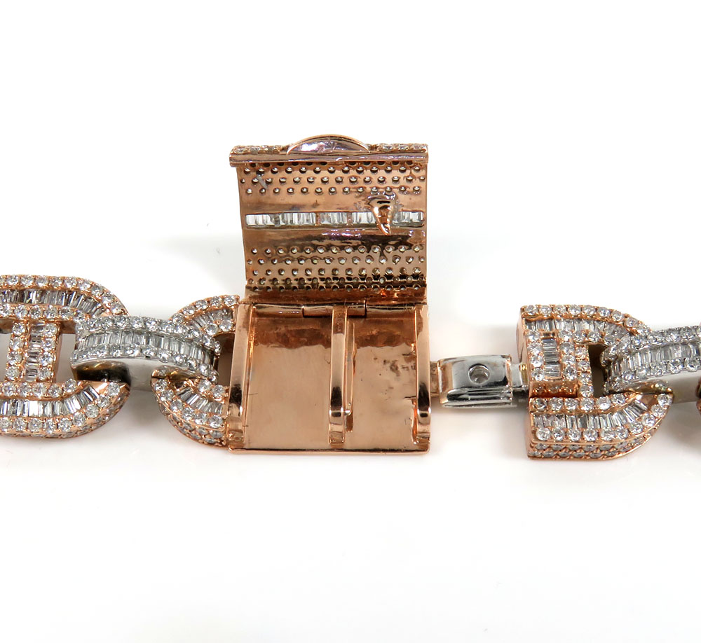 14k two tone gold baguette diamond gucci link chain 20-24