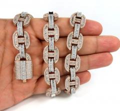 14k two tone gold baguette diamond gucci link chain 20-24
