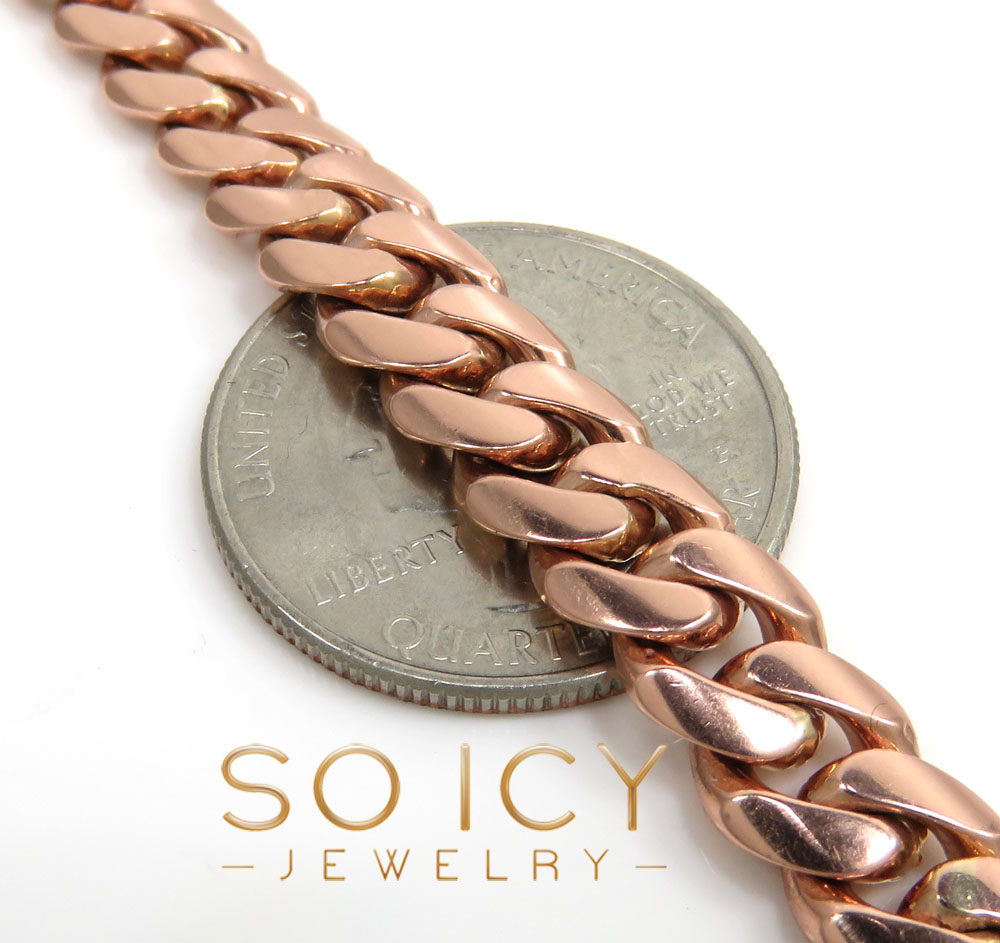 10k rose gold solid thick miami chain 16-30 inch 8mm