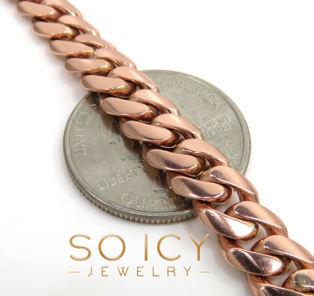10k rose gold solid thick miami chain 16-30 inch 8mm - Image 2