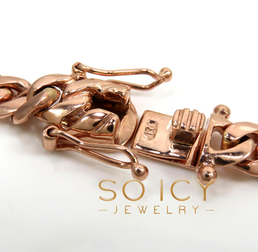 10k rose gold solid thick miami chain 16-30 inch 8mm