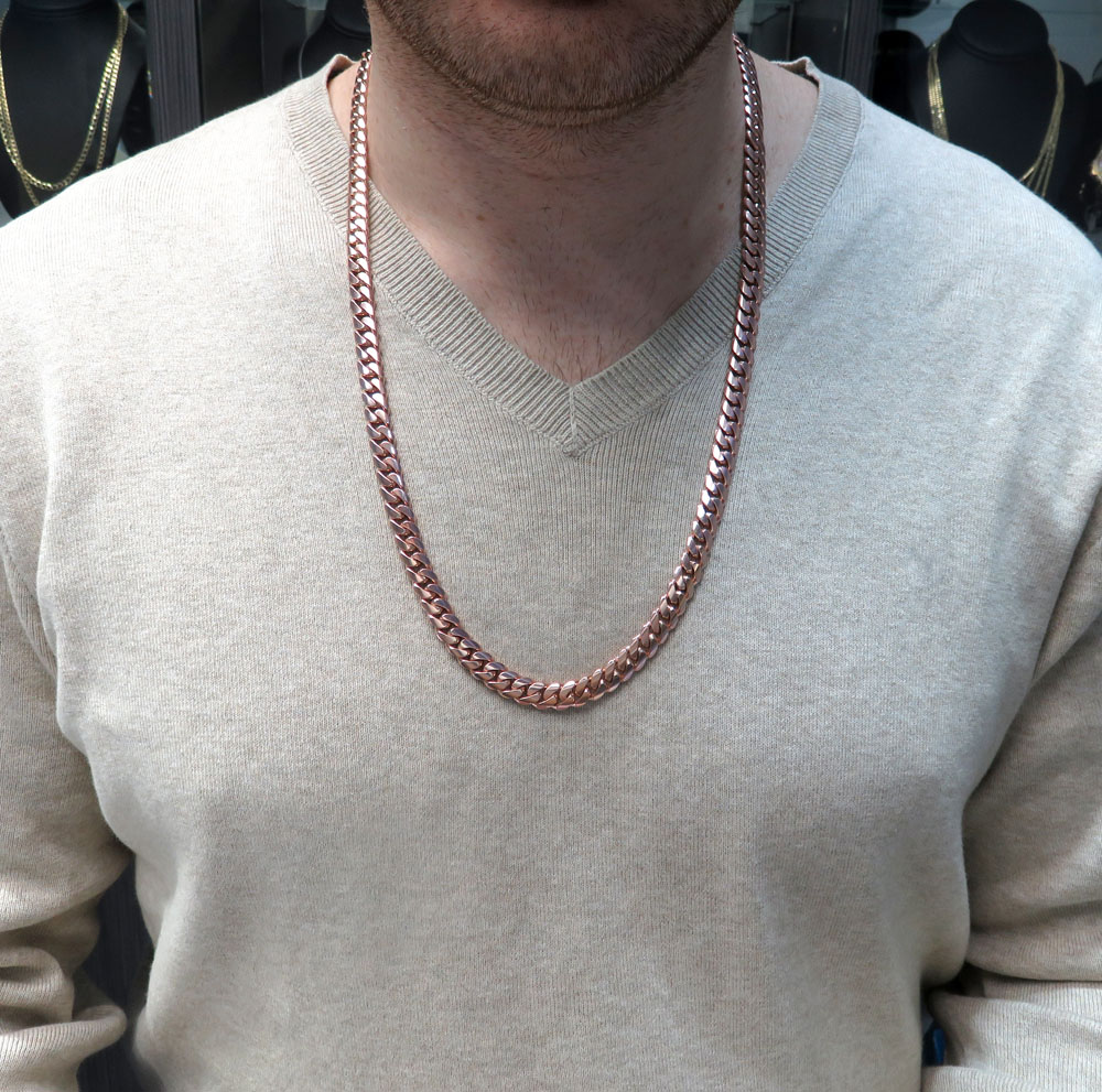 10k rose gold solid thick miami chain 16-30 inch 8mm - Image 6