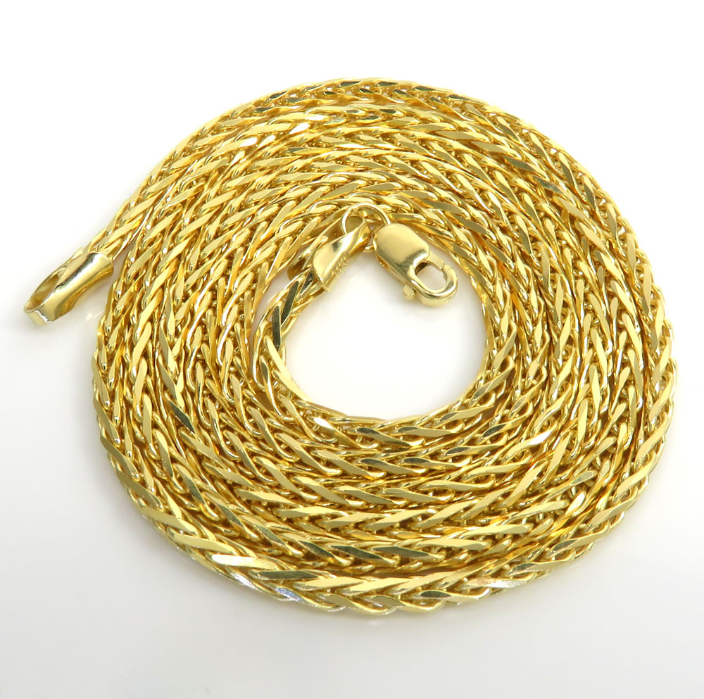 14k yellow gold skinny solid wheat chain 20-24