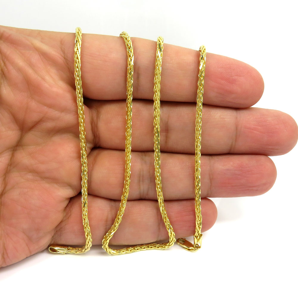 14k yellow gold skinny solid wheat chain 20-24