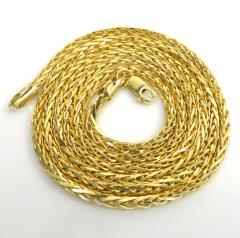14k yellow gold skinny solid wheat chain 20-24