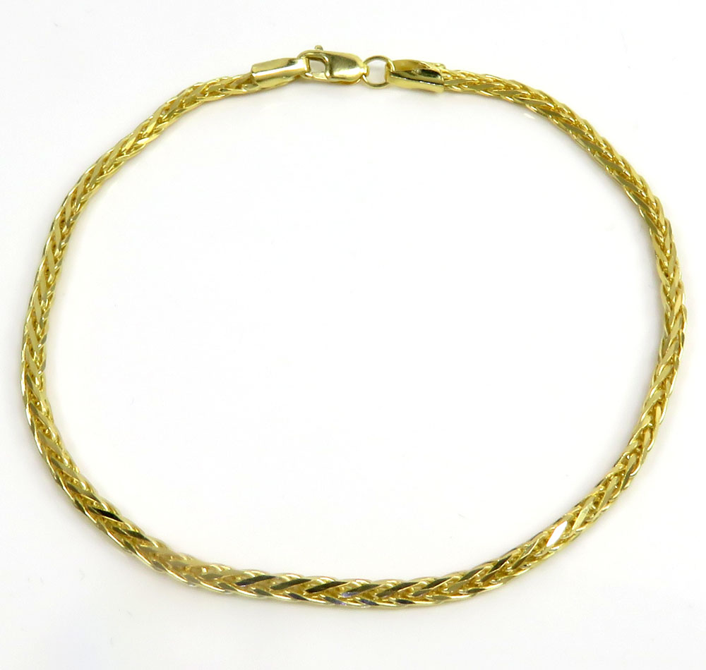 14k yellow gold skinny solid wheat bracelet 8