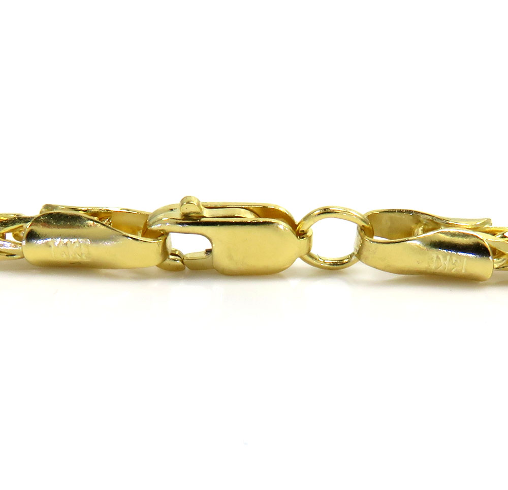 14k yellow gold skinny solid wheat bracelet 8