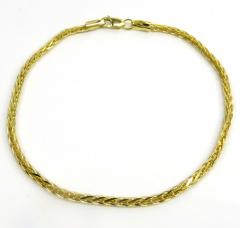 14k yellow gold skinny solid wheat bracelet 8