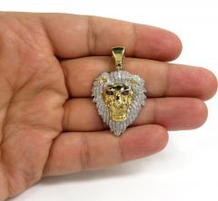 10k yellow gold large diamond lion pendant 1.08ct