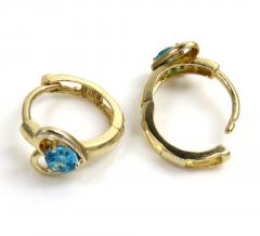 14k yellow gold kids aquamarine heart earrings 0.20ct