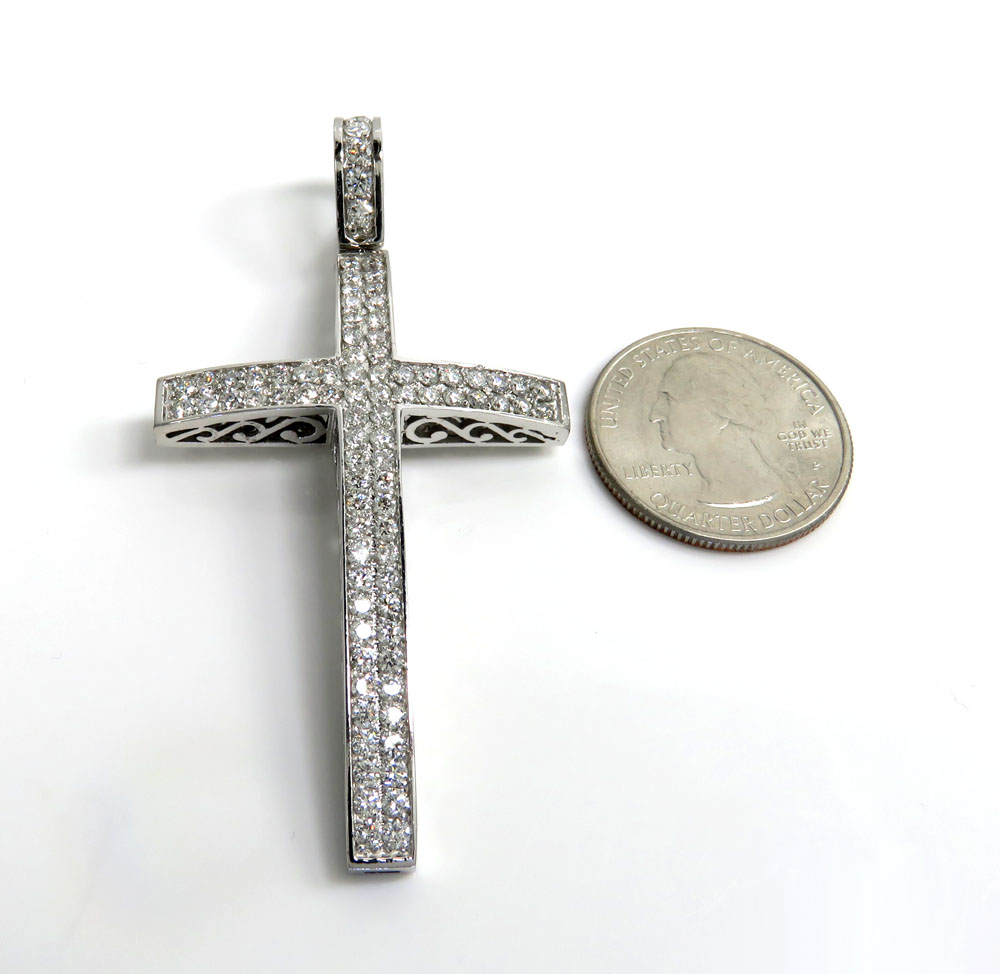 14k white yellow or rose gold 2x2 solid diamond cross 3.00ct