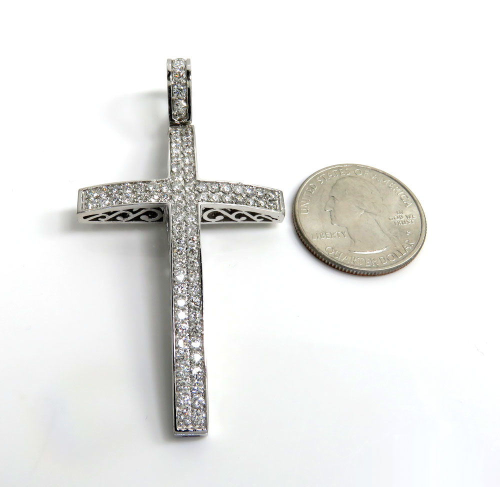 14k white yellow or rose gold 2x2 solid diamond cross 3.00ct - Image 2