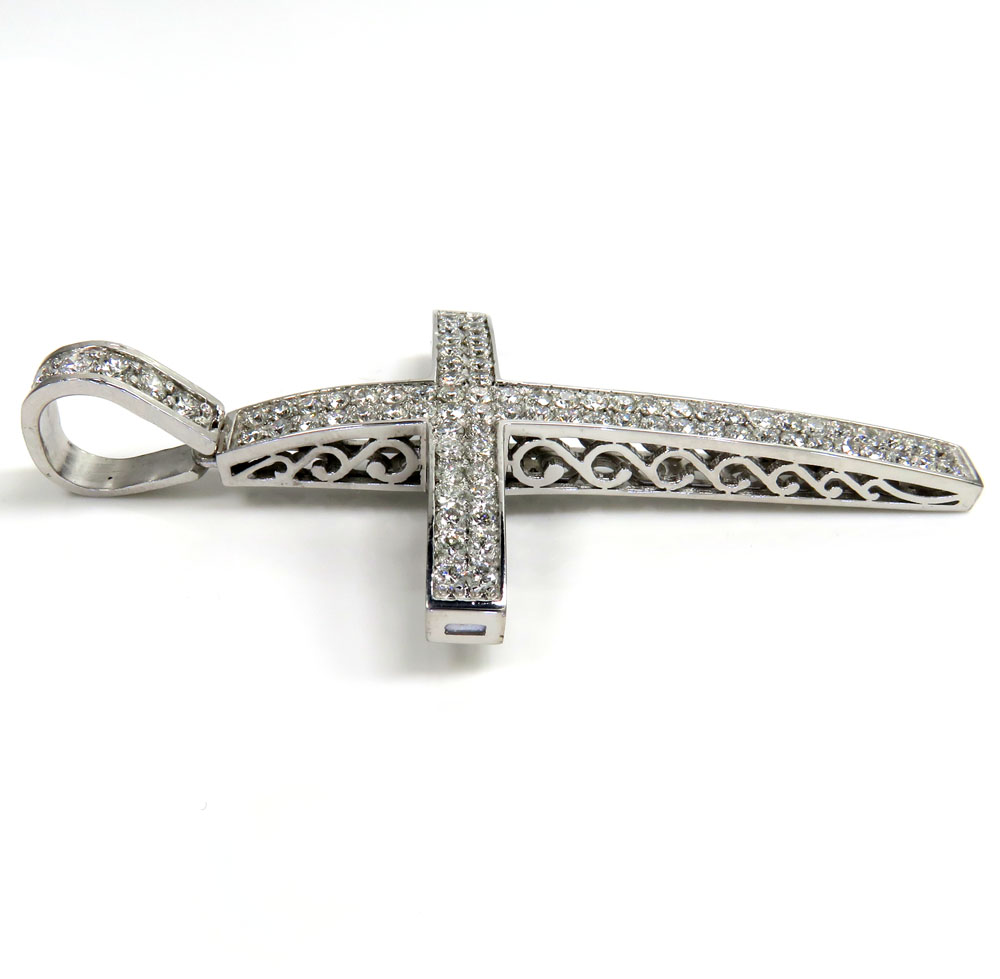 14k white yellow or rose gold 2x2 solid diamond cross 3.00ct