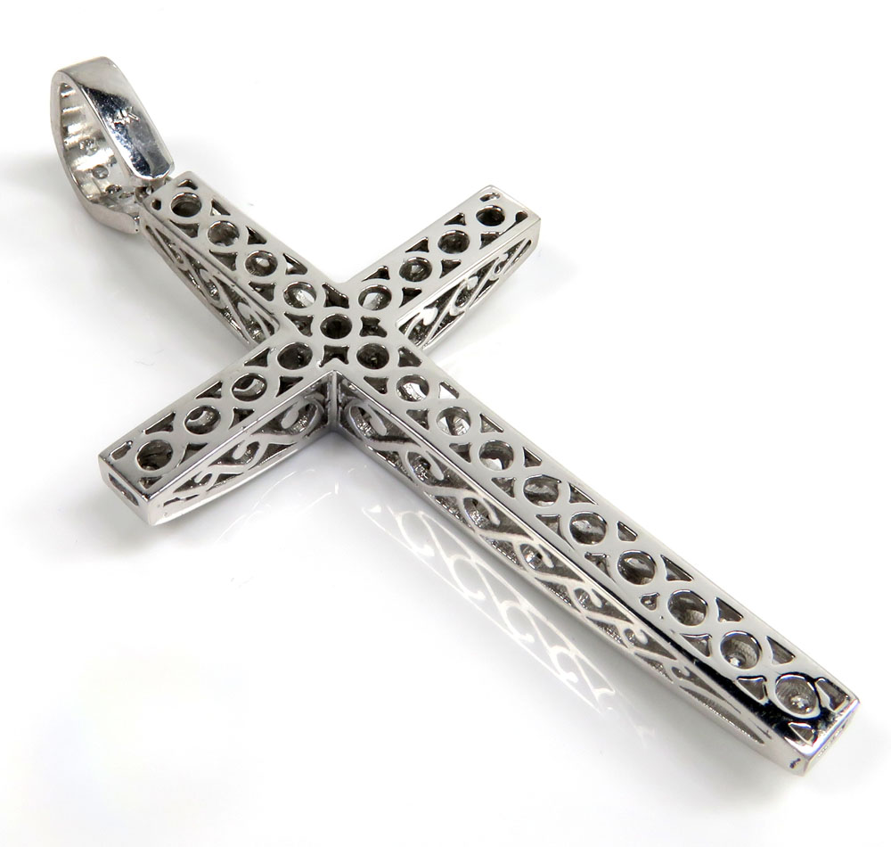 14k white yellow or rose gold 2x2 solid diamond cross 3.00ct