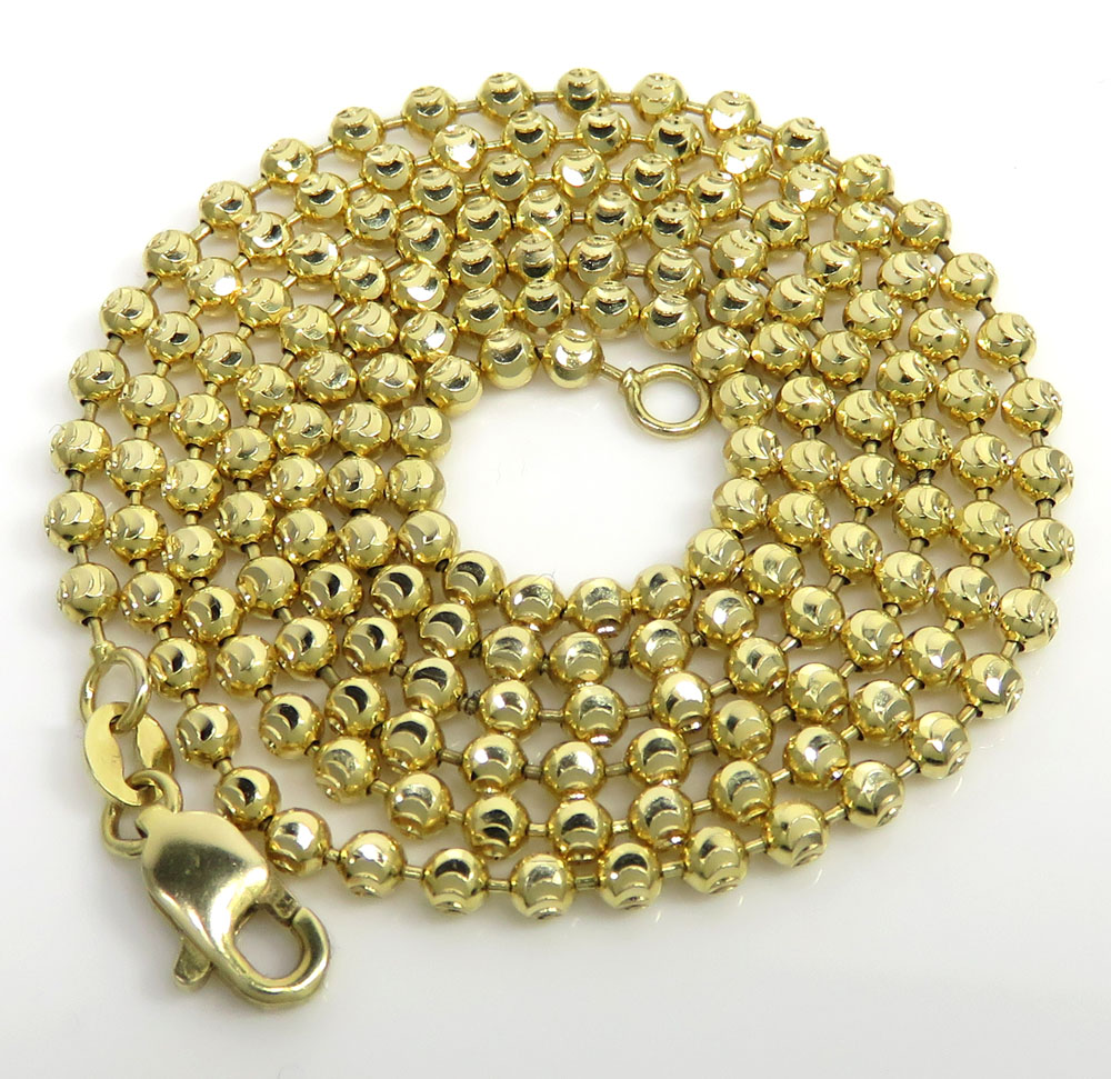 14k yellow gold moon cut bead chain 18-24