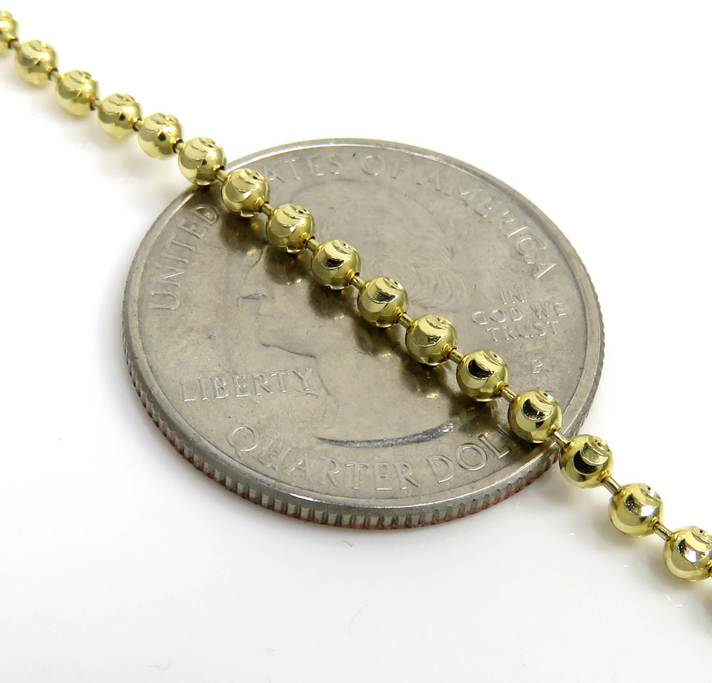 14k yellow gold moon cut bead chain 18-24