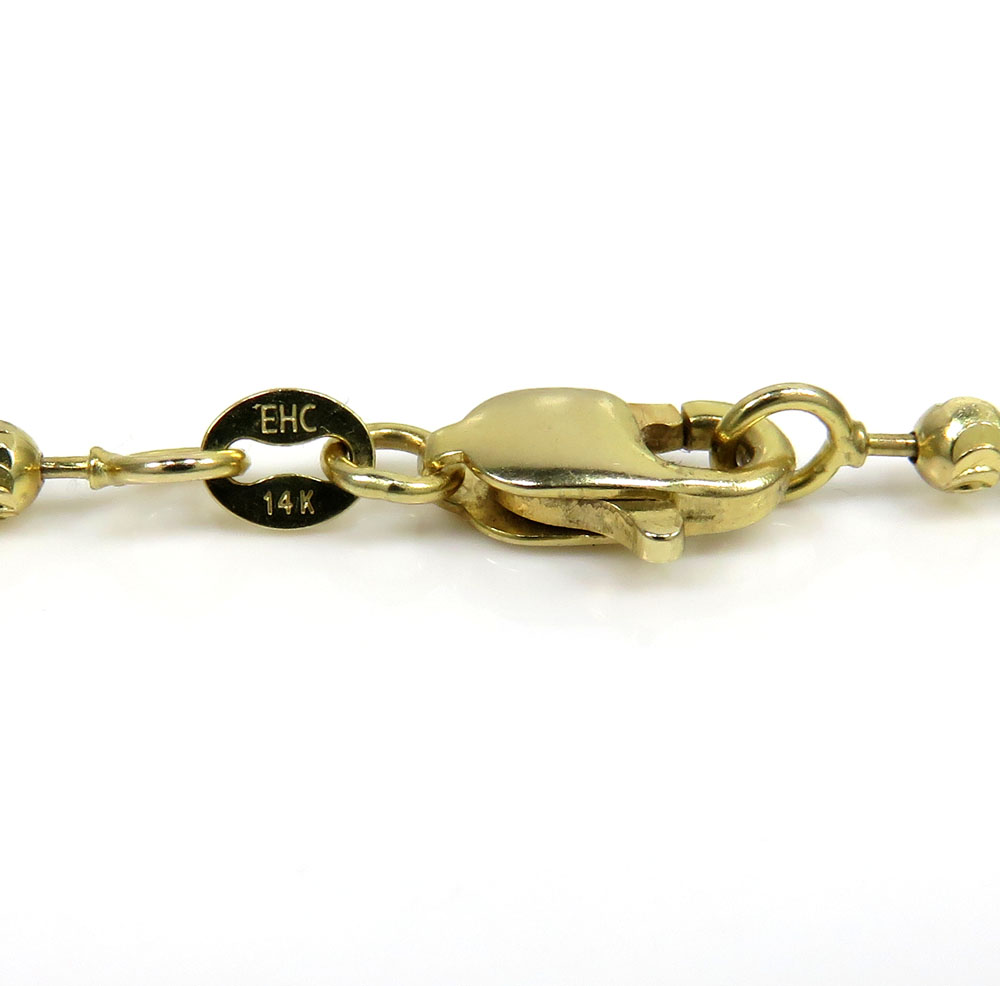 14k yellow gold moon cut bead chain 18-24