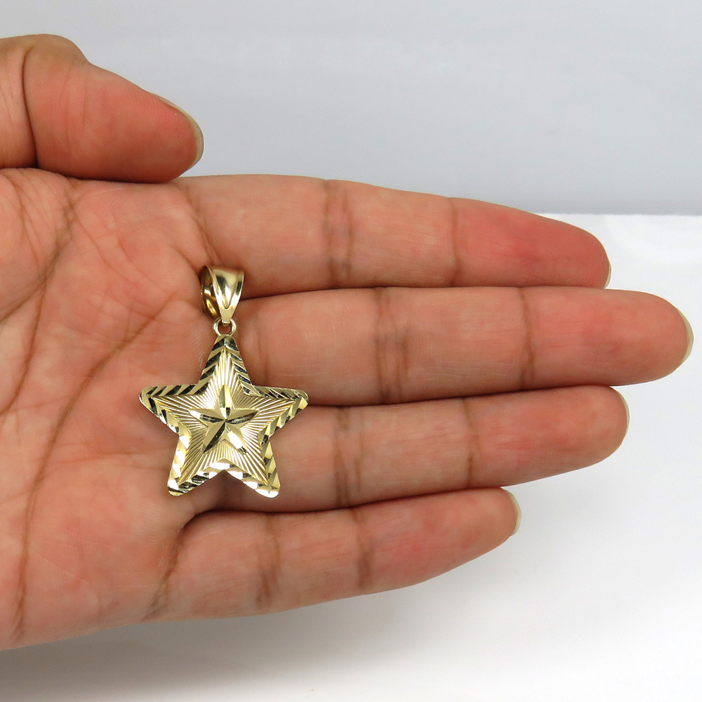 14k yellow gold diamond cut star pendant  - Image 5
