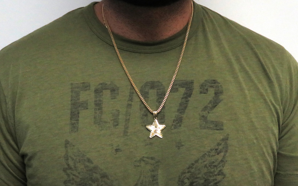 14k yellow gold diamond cut star pendant  - Image 6